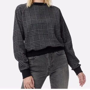 John Elliot Camille Textured Houndstooth Charcoal Sweatshirt sz 2 NWOT